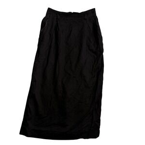 DAVIDN Black Midi Skirt Size 8 Pleated Front back Slit